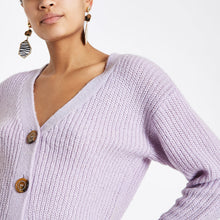 Lilac horn button knit cardigan