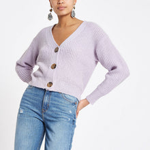 Lilac horn button knit cardigan