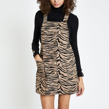 Brown zebra print dungaree dress