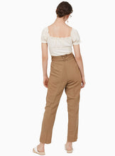 Linen-blend paper bag trousers