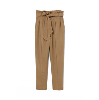 Linen-blend paper bag trousers