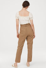 Linen-blend paper bag trousers