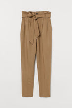 Linen-blend paper bag trousers