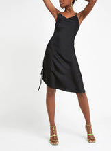 Black ruched side slip dress
