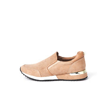 Beige faux suede runner  trainers
