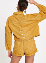 Dark yellow cropped denim jacket