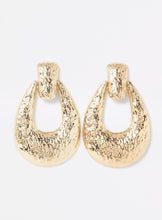Gold colour textured doorknocker earrings