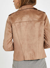 Light brown faux suede biker jacket