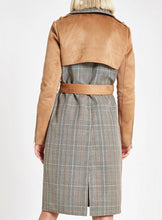 Light brown check suedette  trench coat